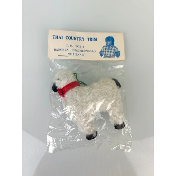 Vintage Thai Country Trim Christmas Sheep Alpaca Tree Ornament NIP Holiday Decor - Picture 2 of 9